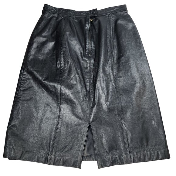 Vintage Cedars Black Leather Skirt Women's Size 10 - Picture 2 of 6